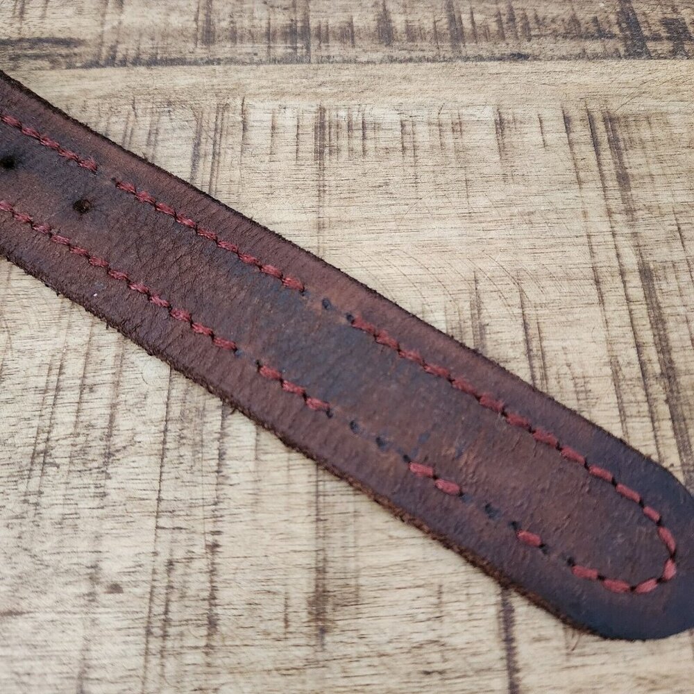 Vintage Abercrombie & Fitch Moose Brass Belt Buckle Brown Leather 34 - Picture 6 of 8